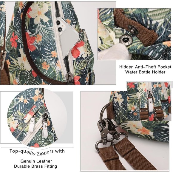 Women Casual Small Canvas Sling Crossbody Shoulder Backpack main image 4